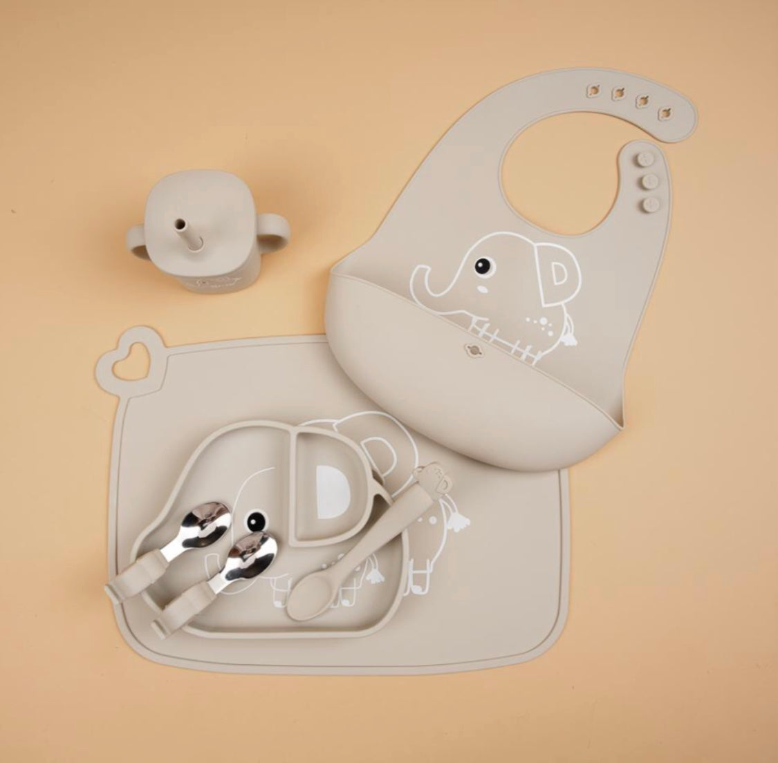 Conjunto Refeição Para Bebé - ELEFANTE CINZA CLARO