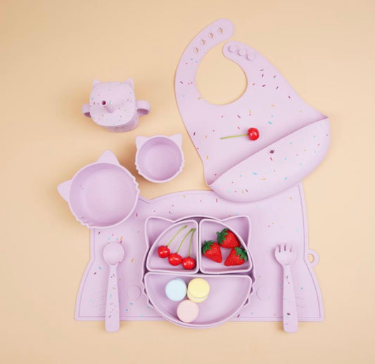 Conjunto Refeição Para Bebé- GATO MALVA