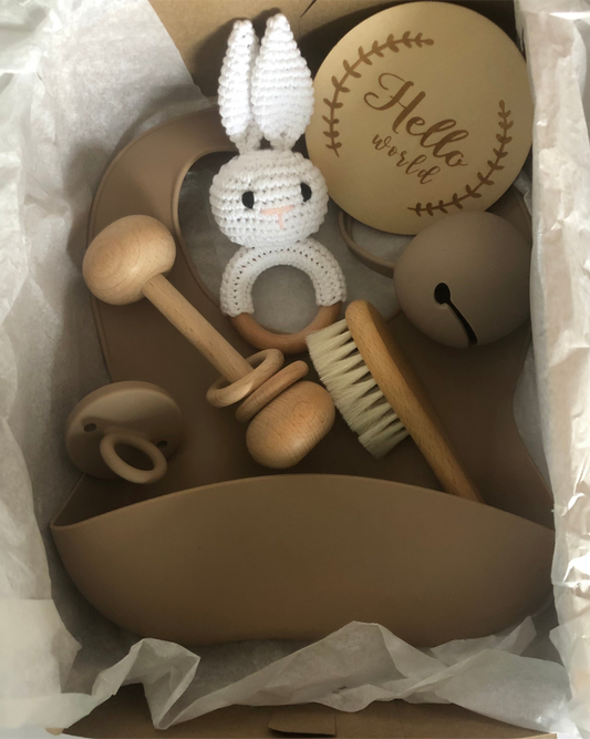 Conjunto Bebé Coelho Em Camel - Babete Silicone