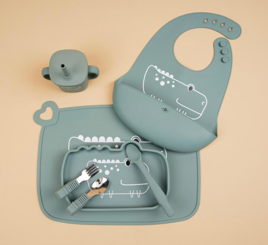Conjunto Refeição Para Bebé - DINOSSAURO VERDE